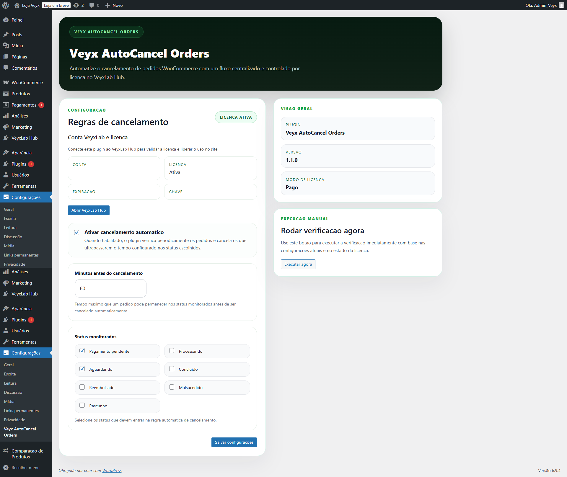 Screenshot Veyx Auto Cancel Orders