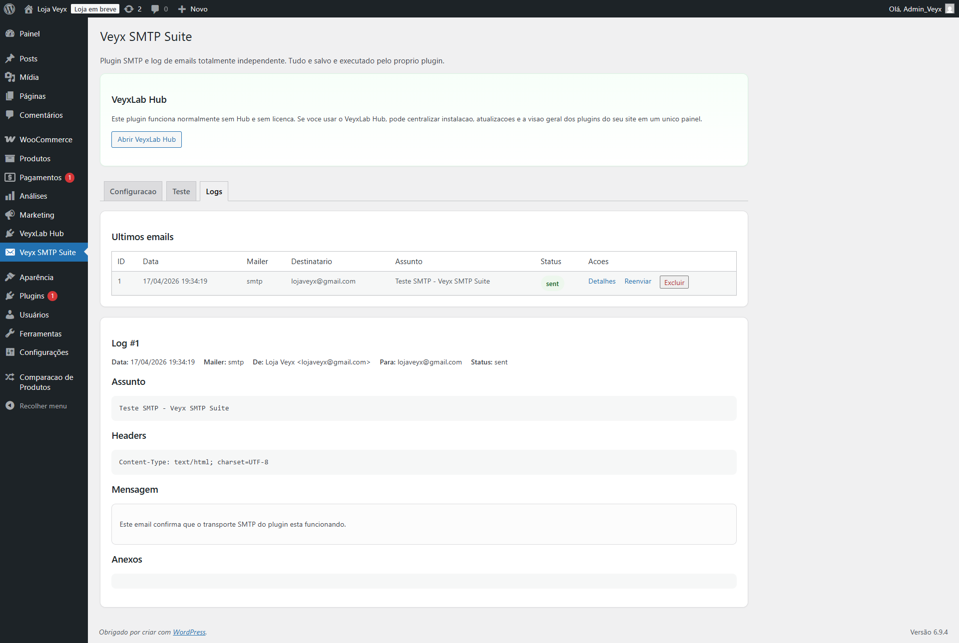 Screenshot Veyx SMTP Suite