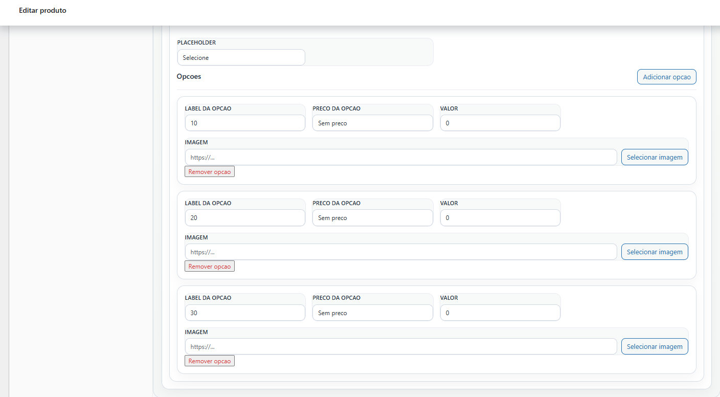 Screenshot Veyx Product Addons