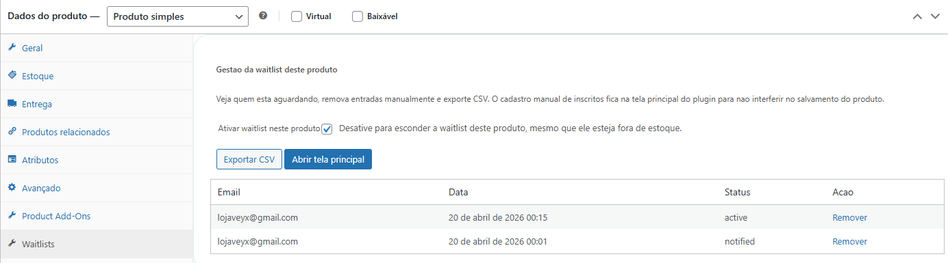 Screenshot Veyx Lista de Espera